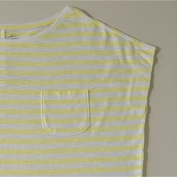 Loft Ann Taylor Yellow Stripe Cap Sleeve  Pullover Top - Picture 9 of 15